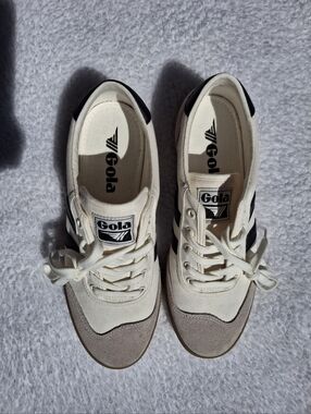 Gola Cream White Black Suede-Trim Sneakers - Men's Size 9 NEW